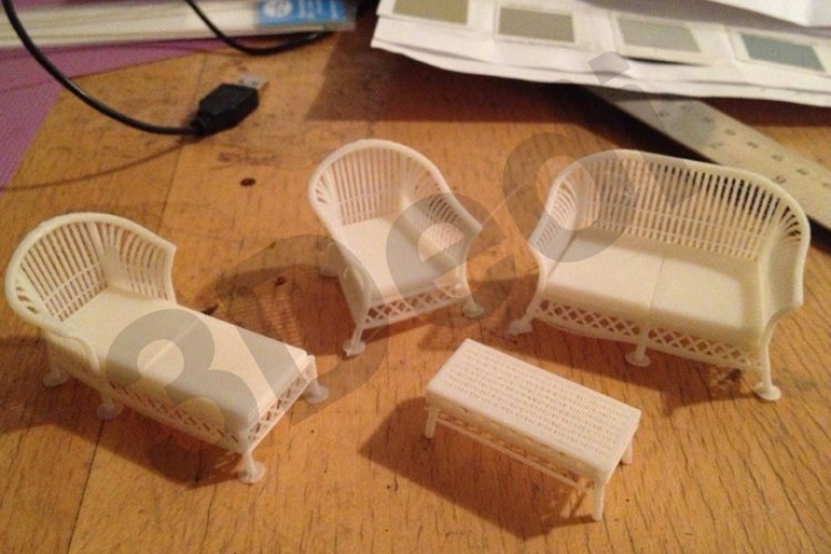 3D Hasır Sandalye Takımı Modeli