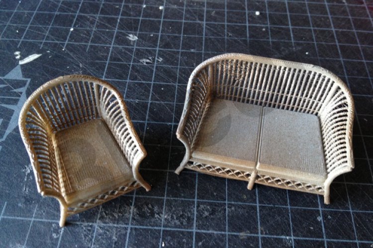 3D Hasır Sandalye Takımı Modeli