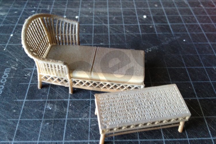 3D Hasır Sandalye Takımı Modeli